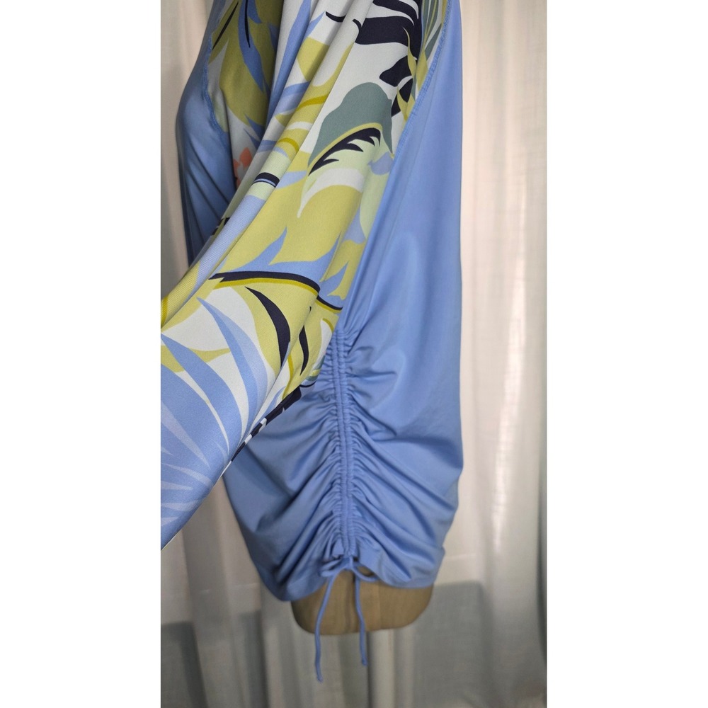 Hurley Womens XXL Blue Tropical Floral Raglan Long Sleeve Rash Guard UPF 50+ - Picture 2 of 6